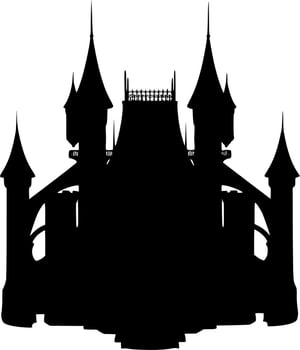Vector silhouette of castle on white background