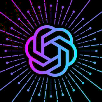 ChatGPT concept. Artificial intelligence chatbot neon logo on black background vector