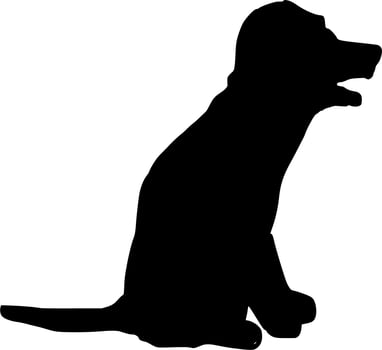 Vector silhouette of dog on white background