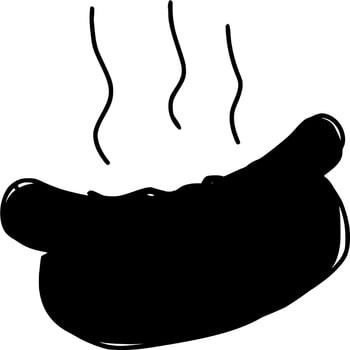 Vector silhouette of sausage on white background
