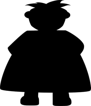 Vector silhouette of superhero on white background