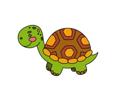 Turtle character Vector color doodle illustration isolated on white background