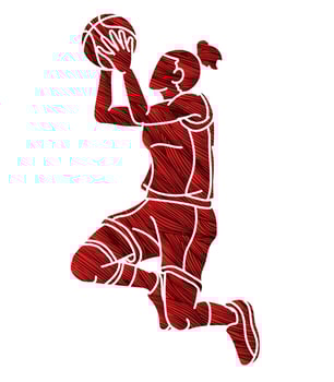 Silhouette Basketball Sport Female Player Action vector