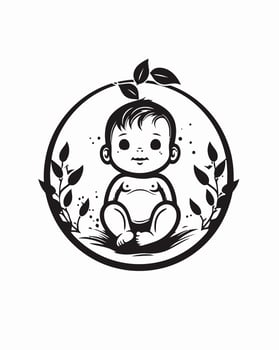 Cute baby sitting down vector