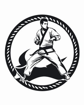 Black and white martial artist vector