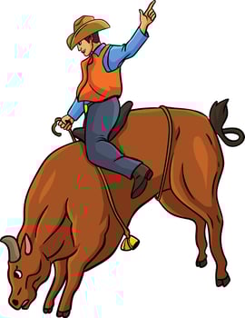 Bull Riding Cartoon Colored Clipart Illustration vector