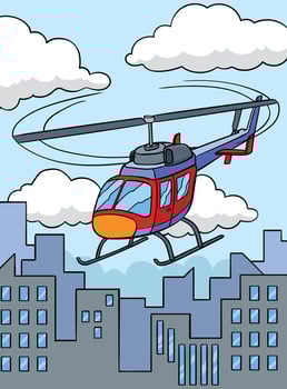 Helicopter Vehicle Colored Cartoon Illustration vector
