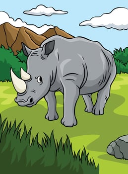 Rhinoceros Animal Colored Cartoon Illustration vector