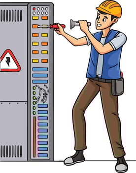 Electrician Cartoon Colored Clipart Illustration vector