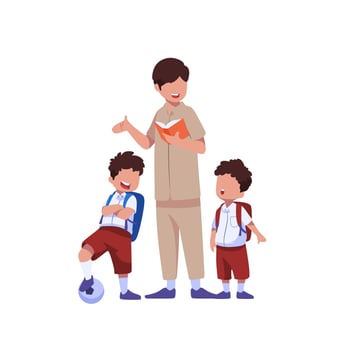 A man with a football and a boy reading a book vector