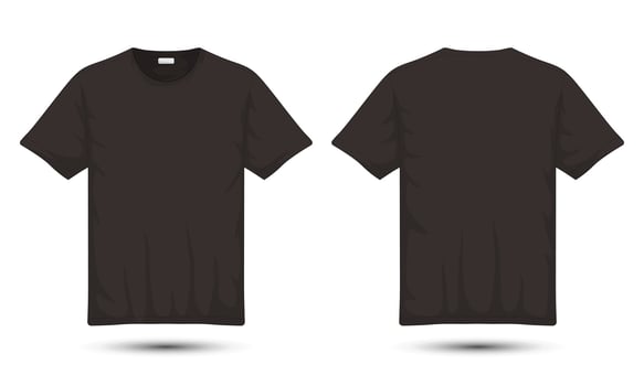 black t-shirt template illustration front and back view vector