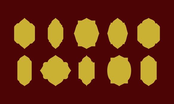 Set of gold arabic ornamental windows. vector