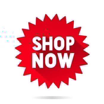 Shop now sticker icon for banner design. Vector illustration on white background.