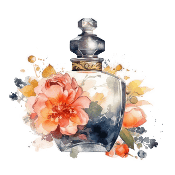 Watercolor perfume with flowers. png