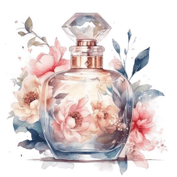 Watercolor perfume with flowers. png
