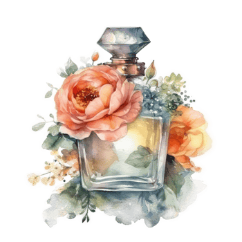 Watercolor perfume with flowers. png