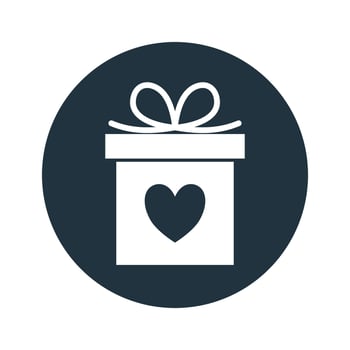 Gift box icon in the circle. vector