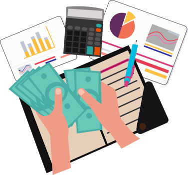 hand hold money and document business. investment concept png