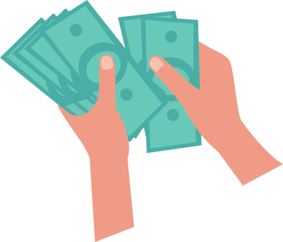 icon of hand holding dollar bill. illustration of hand counting money png