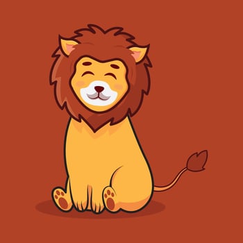 vector cute lion brown color on brown background