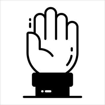 Icon of women rights, raised hand against women violence vector