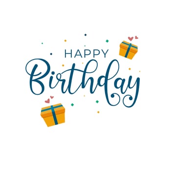 Happy Birthday Greeting Illustration with Gift Box Ornament vector