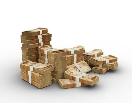 Stack of Venezuelan bolivar notes. 3d rendering of bundles of money isolated on transparent background png