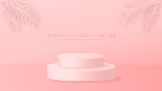 3D Display Product Podium Platform Decorated With Overlay Palm Leaf Shadow Effects. Suitable for Display Promotion Product Fashion, Cosmetic, Beauty, Women, etc. vector