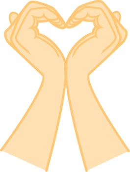 Hands making a heart symbol vector illustration.