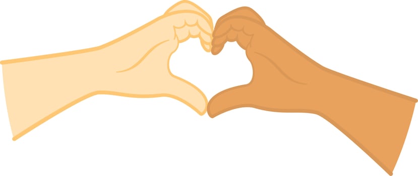Hands making a heart symbol vector illustration.