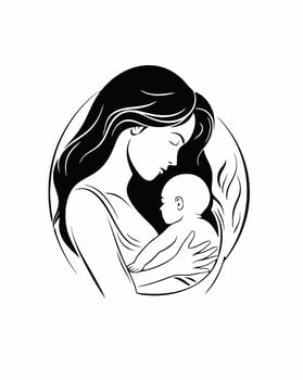 mother sleeping with her baby vector