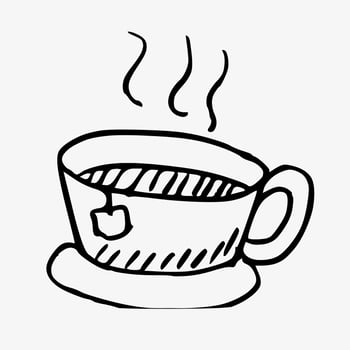 hand drawn ink coffee Cup, sketch of coffee beans. Coffee drink hand graphic elements for menu design. vector
