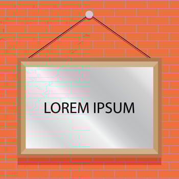 Picture frame on brick wall template vector