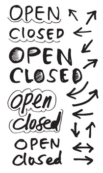 Open Sign Closed. for use in cafes, buildings, shops and others vector