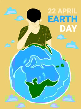 Cry for the earth condition. Earth day. vector