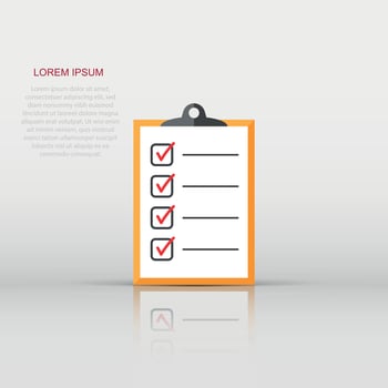 Vector to do list icon in flat style. Checklist, task list sign illustration pictogram. Reminder business concept.