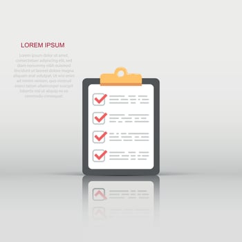 Vector to do list icon in flat style. Checklist, task list sign illustration pictogram. Reminder business concept.