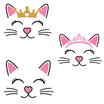 Cat face vector icon set. baby cat illustration sign collection. children pet symbol or logo.