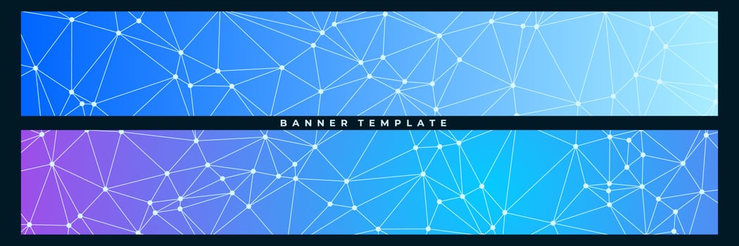 set of abstract colorful geometric banner background with triangle shape pattern and molecular vector