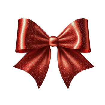 Shimmering and eye-catching, a glittering red bow ribbon floats gracefully against a crystal-clear background. png
