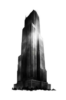 This image features a stunning skyscraper that towers above the city skyline in all its dark glory. png