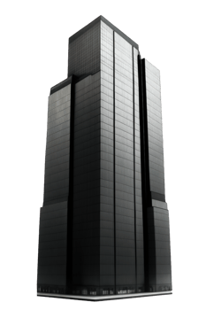 A towering and magnificent skyscraper rises up against a deep, dark sky, suspended in a transparent background that emphasizes its sleek and modern design. png
