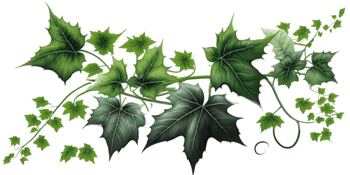 A stunning image of green ivy plants floating effortlessly on a transparent background, highlighting their intricate and delicate beauty. png
