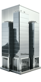 This striking image features a stunning glass skyscraper set against a translucent backdrop, showcasing its impressive architecture in all its glory. png