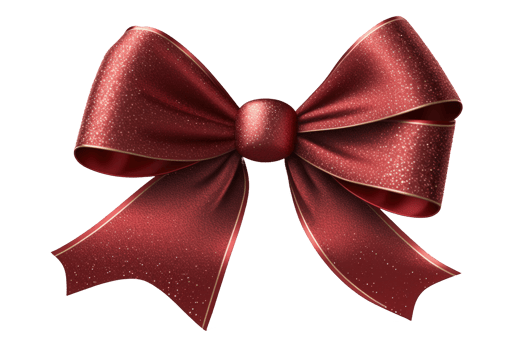 This image showcases a shimmering red bow ribbon that stands out against a transparent background, sure to add a touch of glamour and festivity to any project or design. png