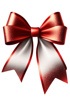 A dazzling red bow ribbon adorned with sparkly glitter, placed on a clear and see-through background. png