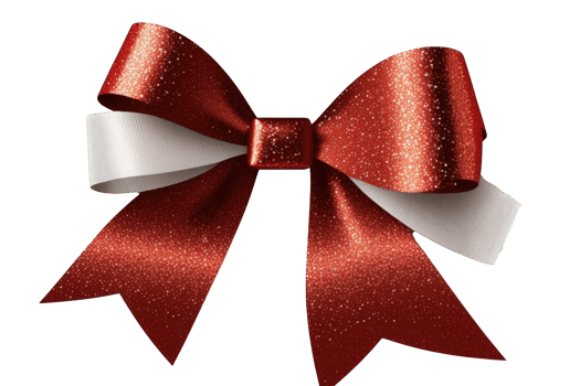 A stunning, glittering red bow ribbon shines against a clear, see-through backdrop. png