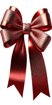 A shiny red bow ribbon with glittering accents floats against a clear background, ready to add a touch of glam to any project or design. png