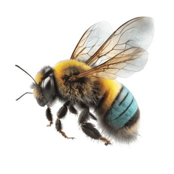 A beautiful, lifelike bee soaring gracefully through a clear, see-through space. png