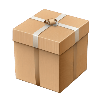 The image displays a realistic gift box in kraft color, set against a transparent background. png